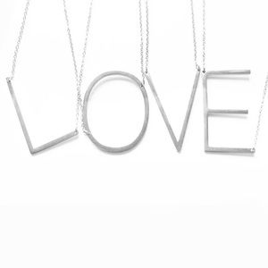 Silver Initial Pendant Necklace Letters A-Z